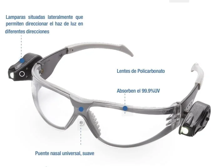 LENTES DE SEGURIDAD LIGHT VISION CON LUZ LED 3M Articulos Innovadores Leo