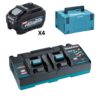 KIT MAKITA® XGT® BATERÍA BL4050F(X4) 5.0AH + CARGADOR DC40RB + ESTUCHE MAKPAC 3