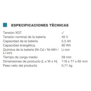 BL4025 BATERÍA MAKITA® XGT® 40V 2.5AH - Image 5