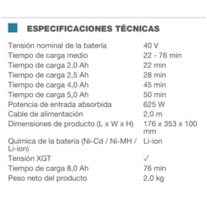 DC40RB CARGADOR DE BATERÍAS DOBLE 40V XGT® MAKITA®, CARGA RÁPIDA - Image 2