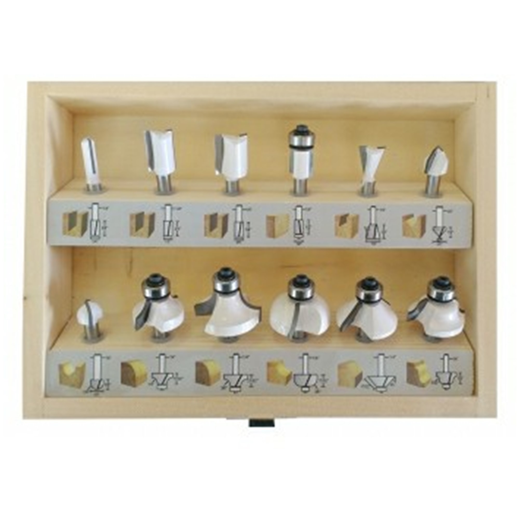 Fresas Planas Router D53584 JUEGO DE 12 FRESAS P/ROUTER ESTUCHE DE MADERA (SURTIDO ...